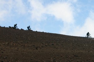 Downhill Bikers starting at Haleakala Summit