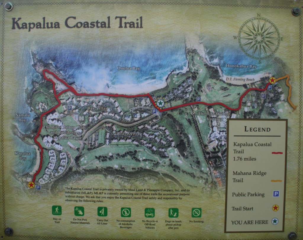 Kapalua Coastal Trail map (click for high resolution)