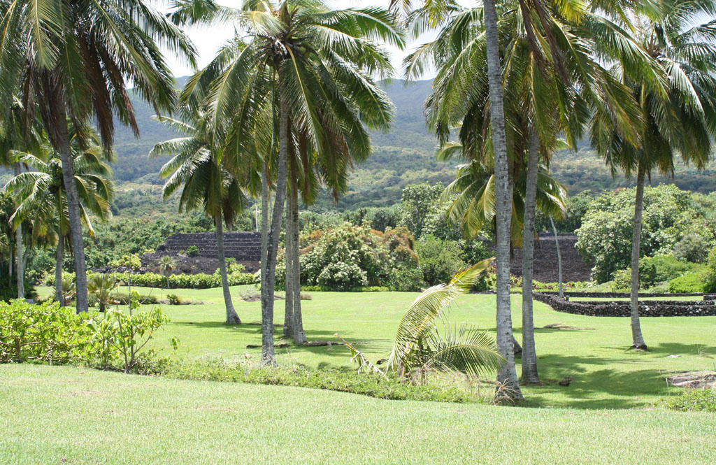 Piilanihale Heiau a través de Kahanu Garden Coco Grove