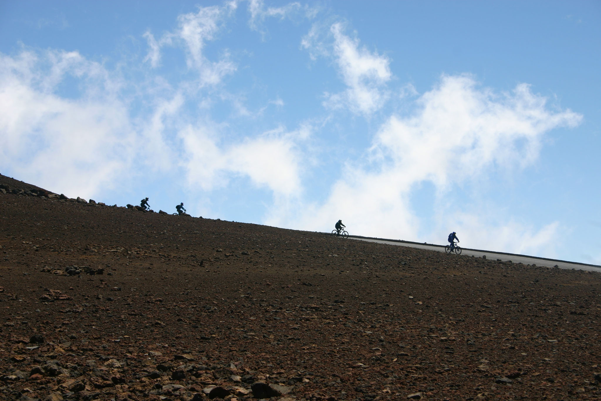 Downhill Bikers starting at Haleakala Summit
