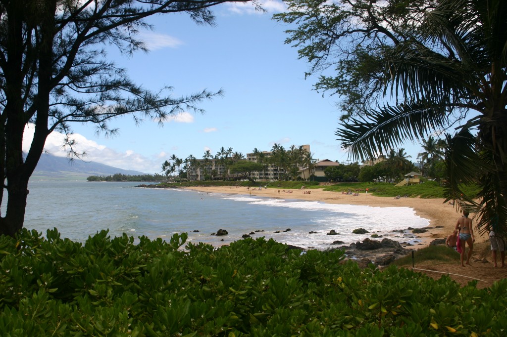 Kamaole II with the Maui Banyan condo in background